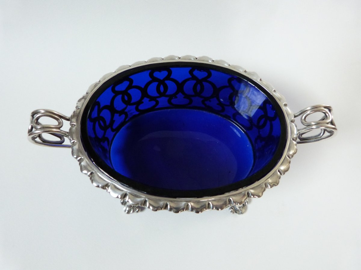 19th Century Solid Silver And Crystal Sugar Bowl -photo-3