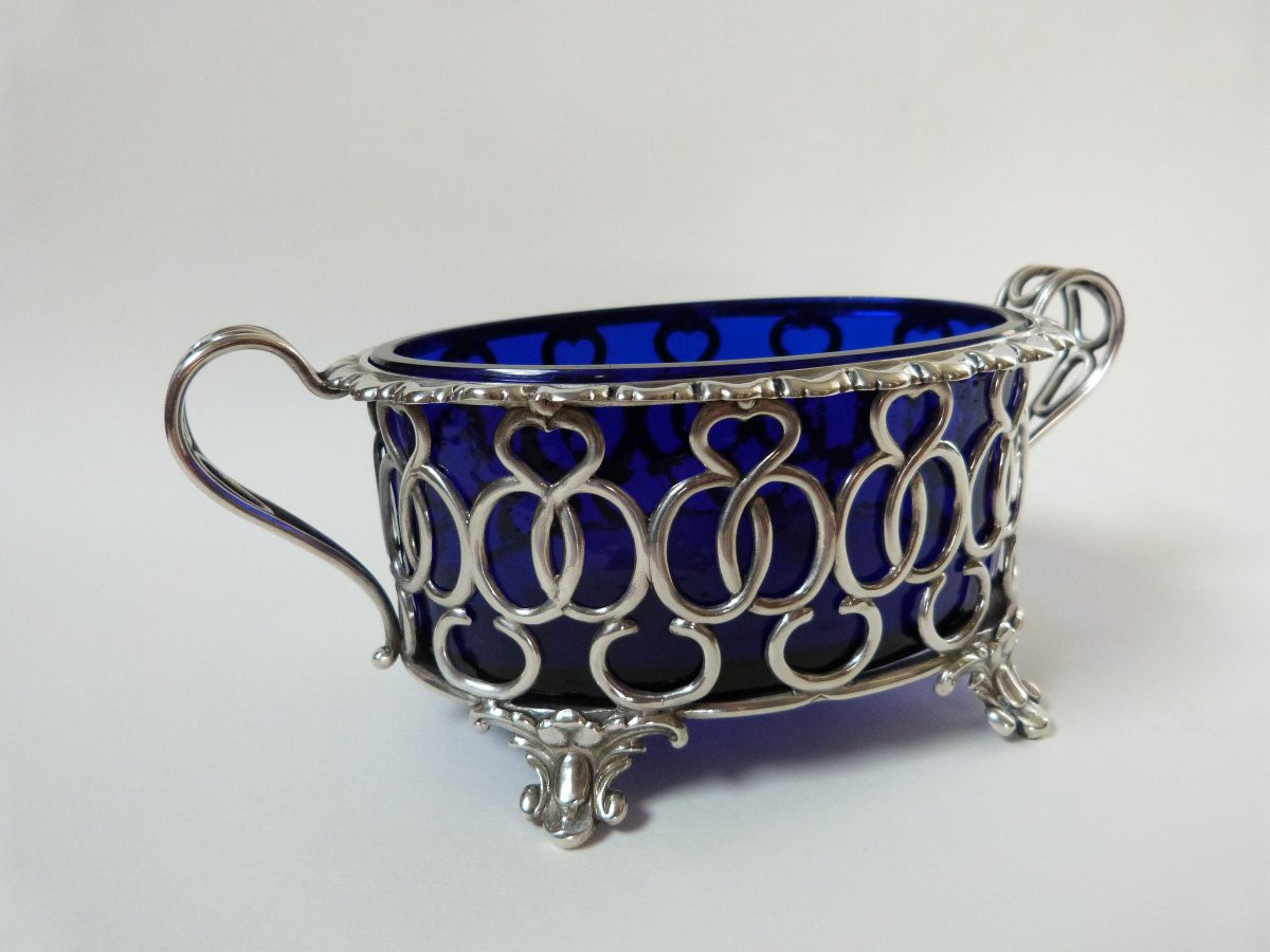 19th Century Solid Silver And Crystal Sugar Bowl -photo-1