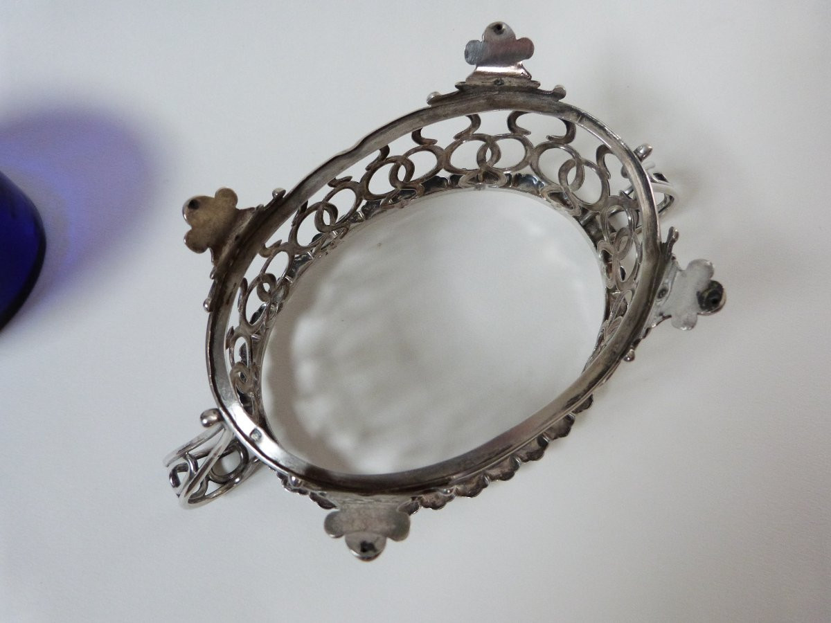 19th Century Solid Silver And Crystal Sugar Bowl -photo-2