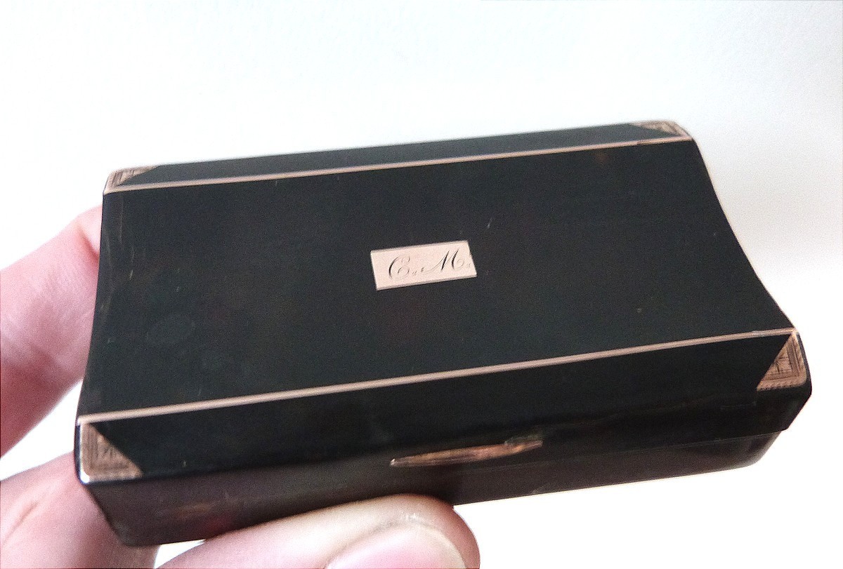tabatière en écaille et or 14 k de la fin du XIXeme siècle -photo-2