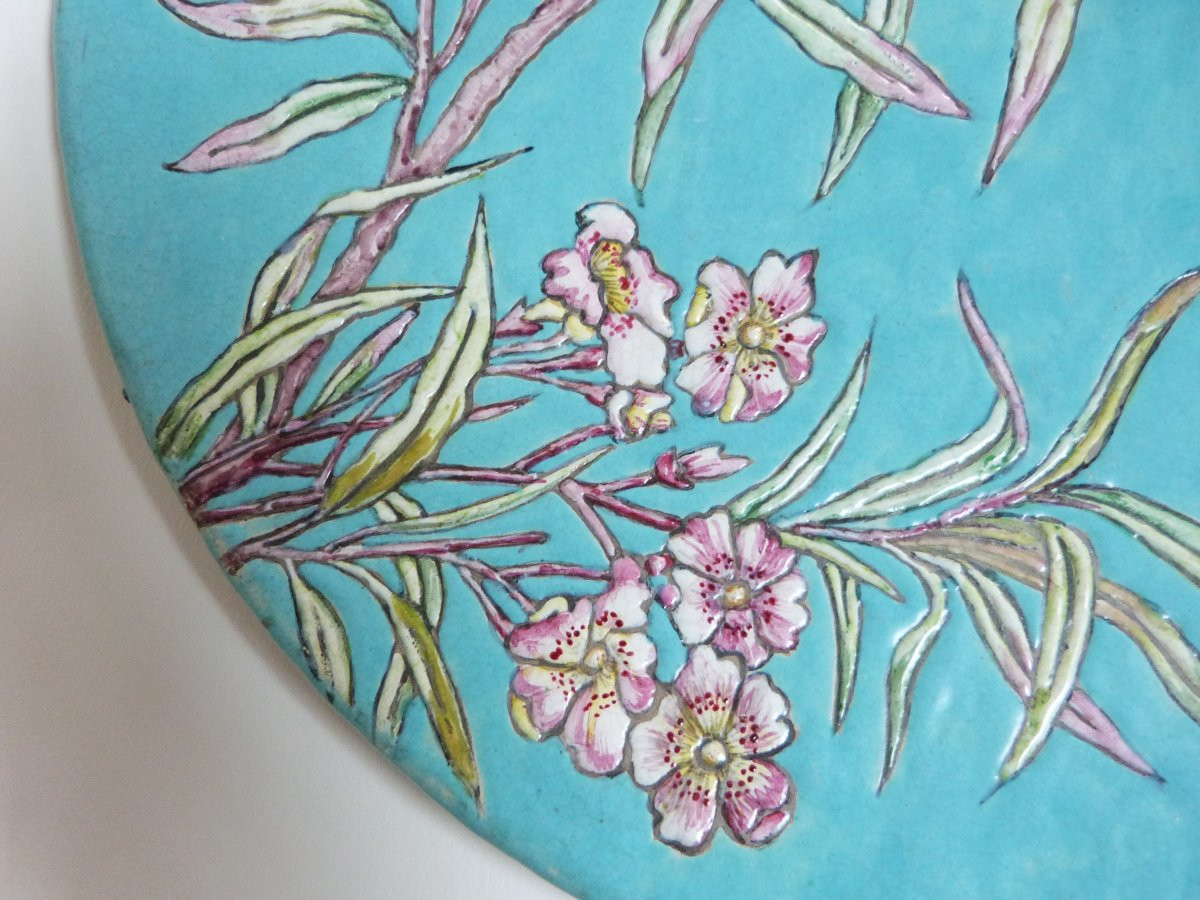 Edouard Gille - Eugène Collinot grand plat ornemental aux émaux polychromes -photo-3