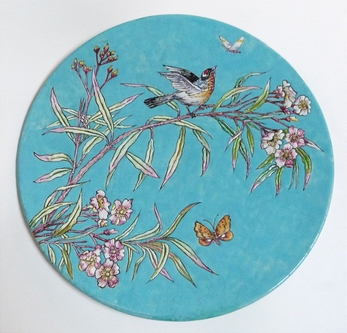 Edouard Gille - Eugène Collinot grand plat ornemental aux émaux polychromes 