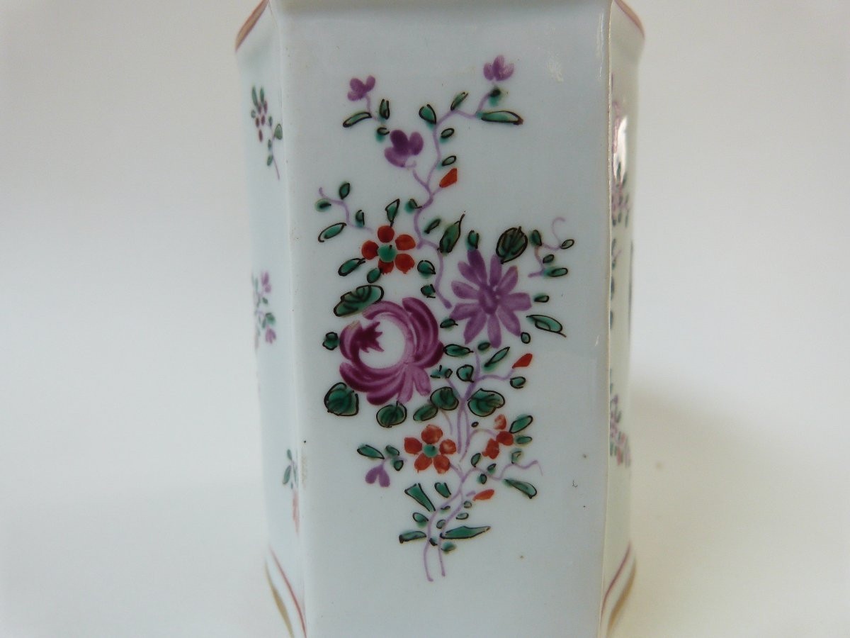 Boite à thé en porcelaine de Chine XVIIIeme blason armes compagnie des indes -photo-2
