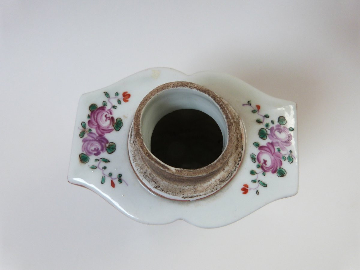 Boite à thé en porcelaine de Chine XVIIIeme blason armes compagnie des indes -photo-4