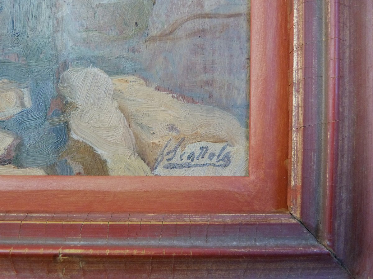 Ferrucio Scattola huile sur panneau Italie début XXeme -photo-4