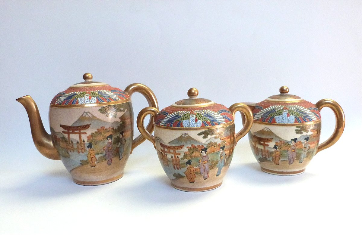 Satsuma service à thé en céramique du Japon début du XXeme siècle -photo-1