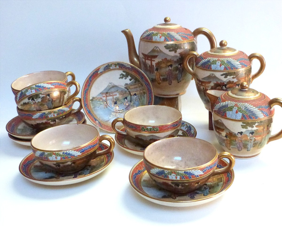 Satsuma service à thé en céramique du Japon début du XXeme siècle 