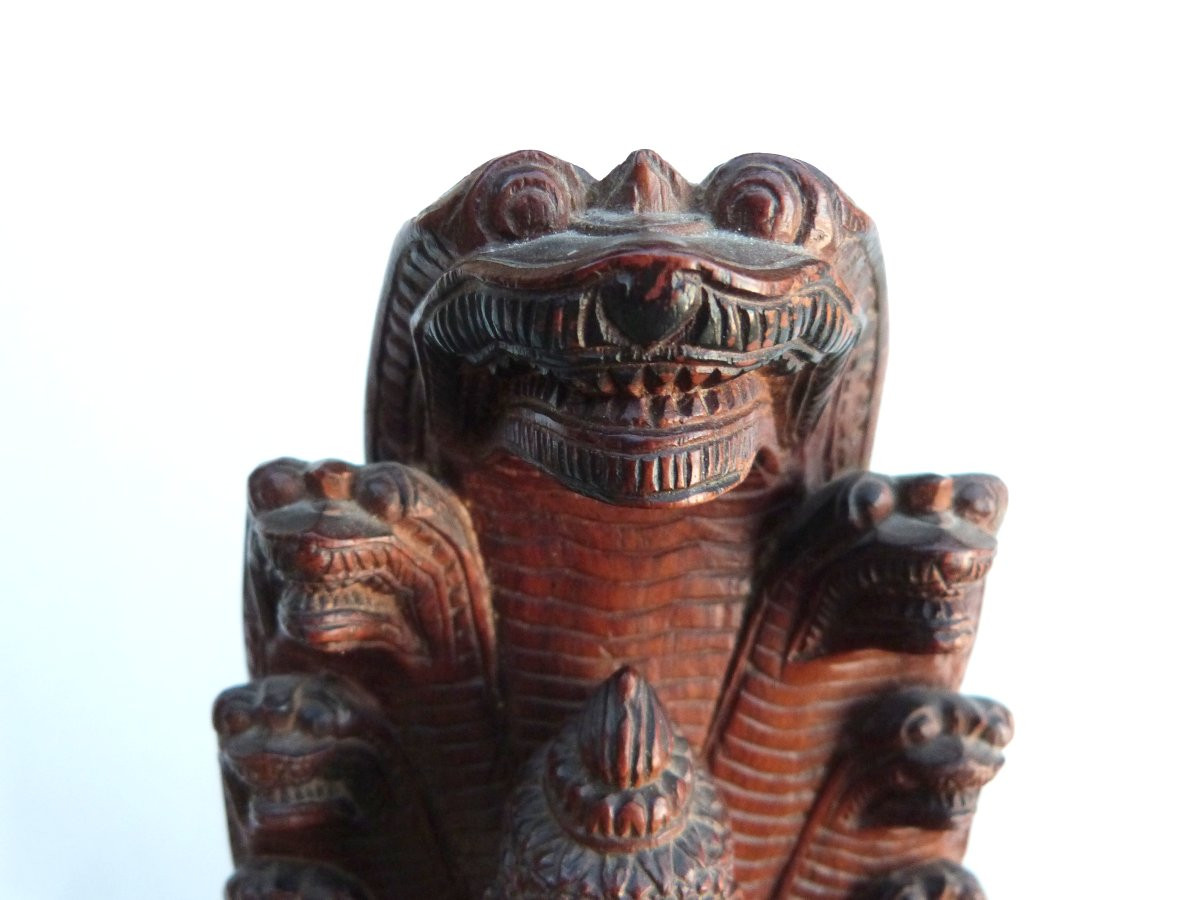 Bouddha Naga en bois sculpté Cambodge début du XXeme siècle-photo-2