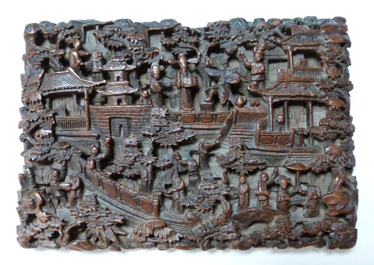 Carved Wooden Panel, Chinese Cantonese Work, 19th Century