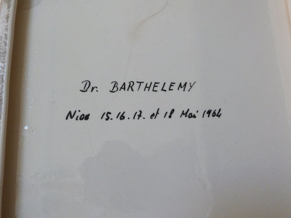 Raymond Moretti plaque de céramique période Jean Cocteau datée 1964-photo-1