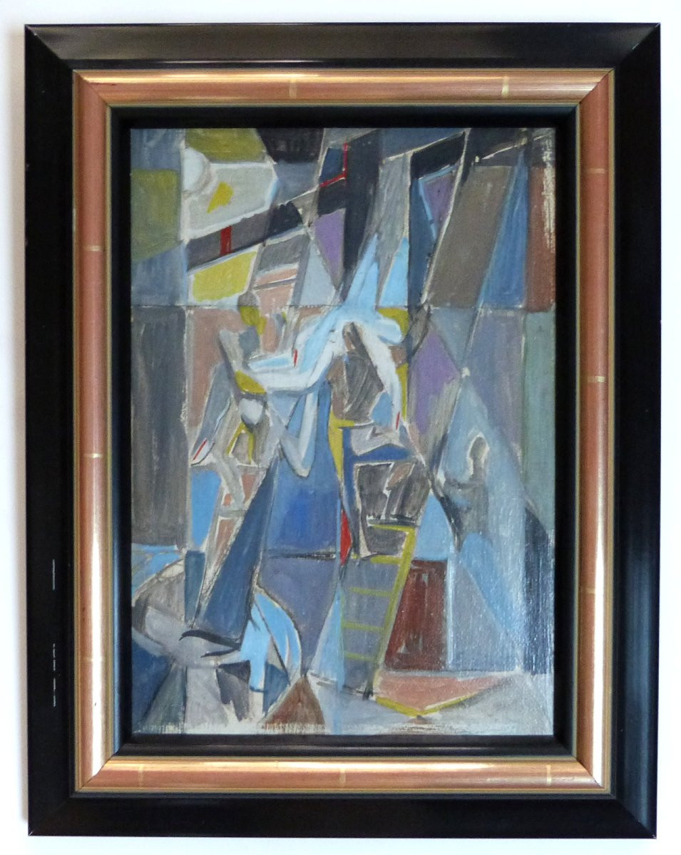 Jean Ekiert descente de croix huile sur panneau milieu XXeme-photo-2