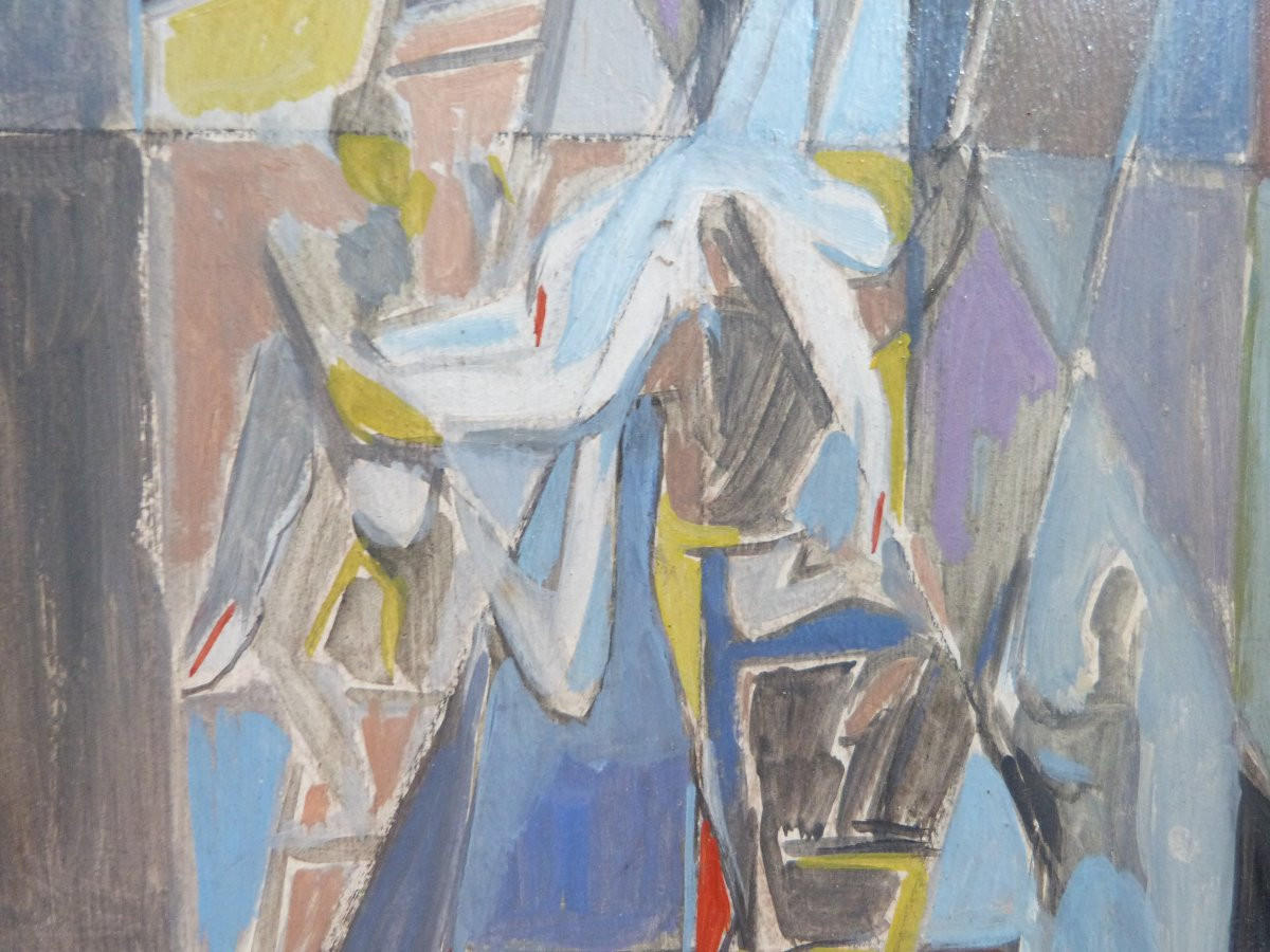 Jean Ekiert descente de croix huile sur panneau milieu XXeme-photo-3