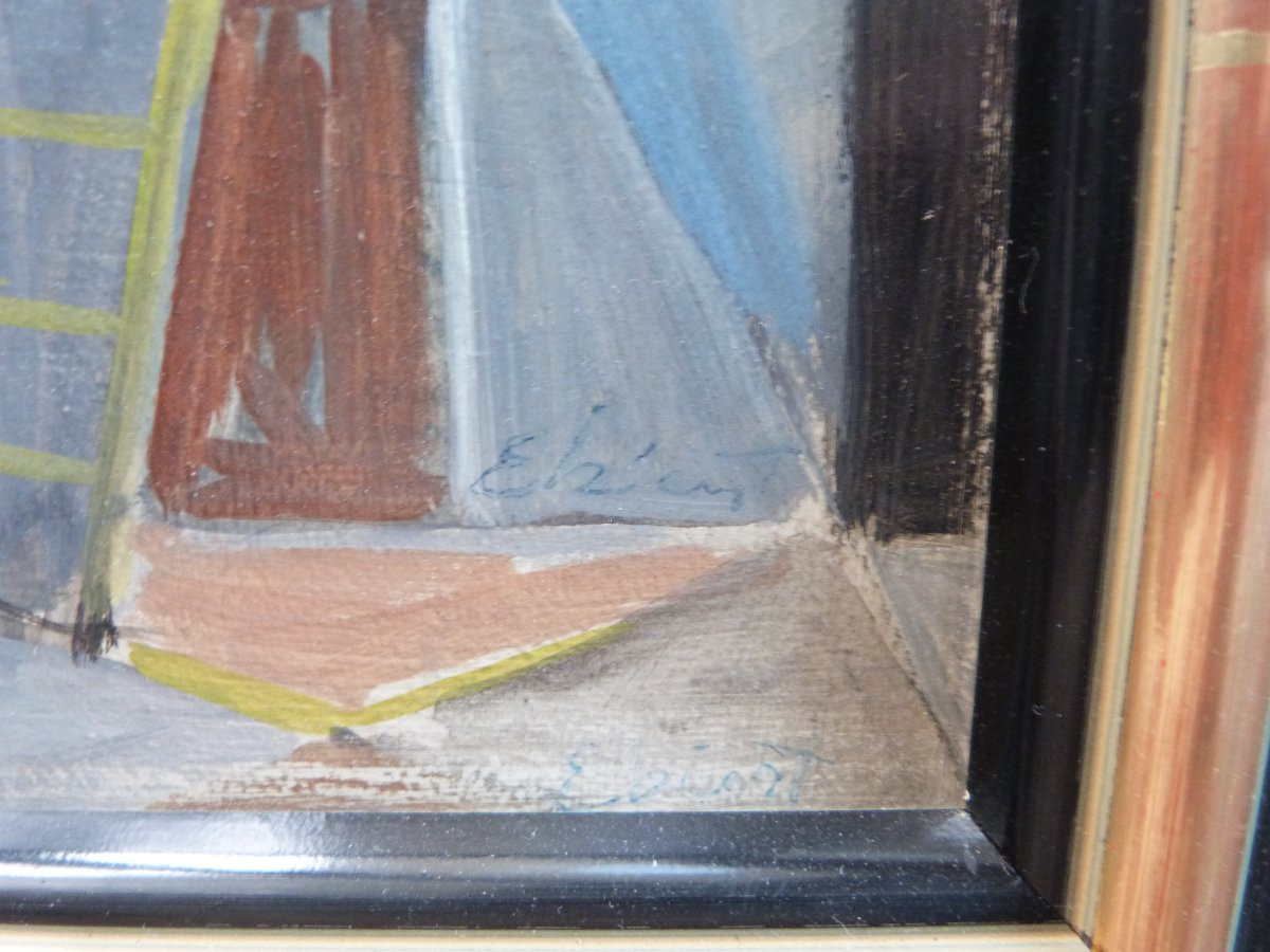 Jean Ekiert descente de croix huile sur panneau milieu XXeme-photo-4