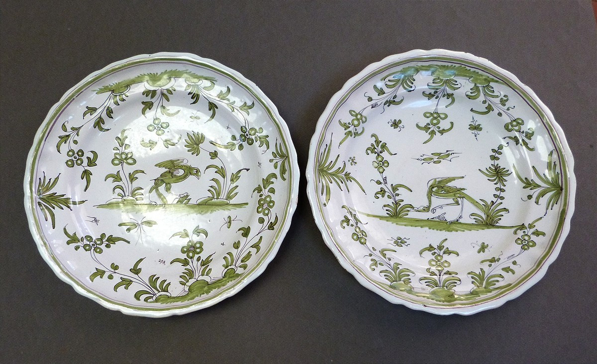 Pair Of 18th-century Moustiers Earthenware Plates 