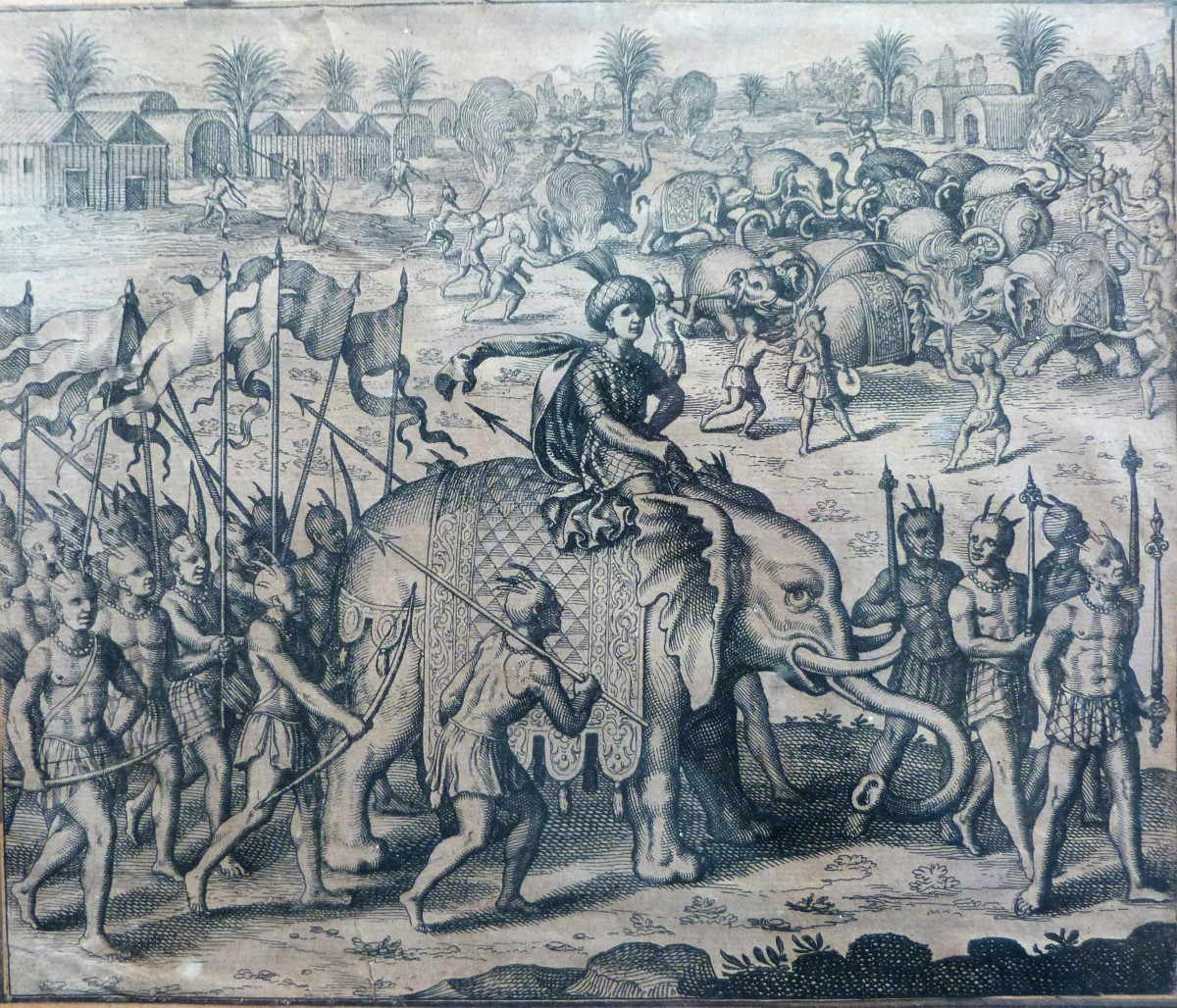 17th-century Engraving By Jean Théodore De Bry, Depicting Robert Coverte's Travels In India 