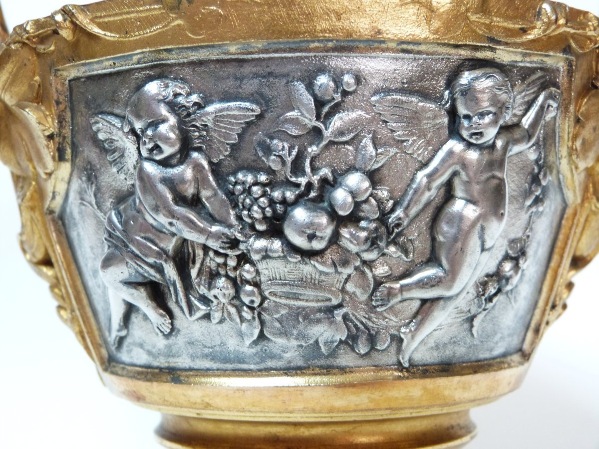 Victor Paillard Gilt And Silver Bronze Cup Decorated With Angels -photo-3