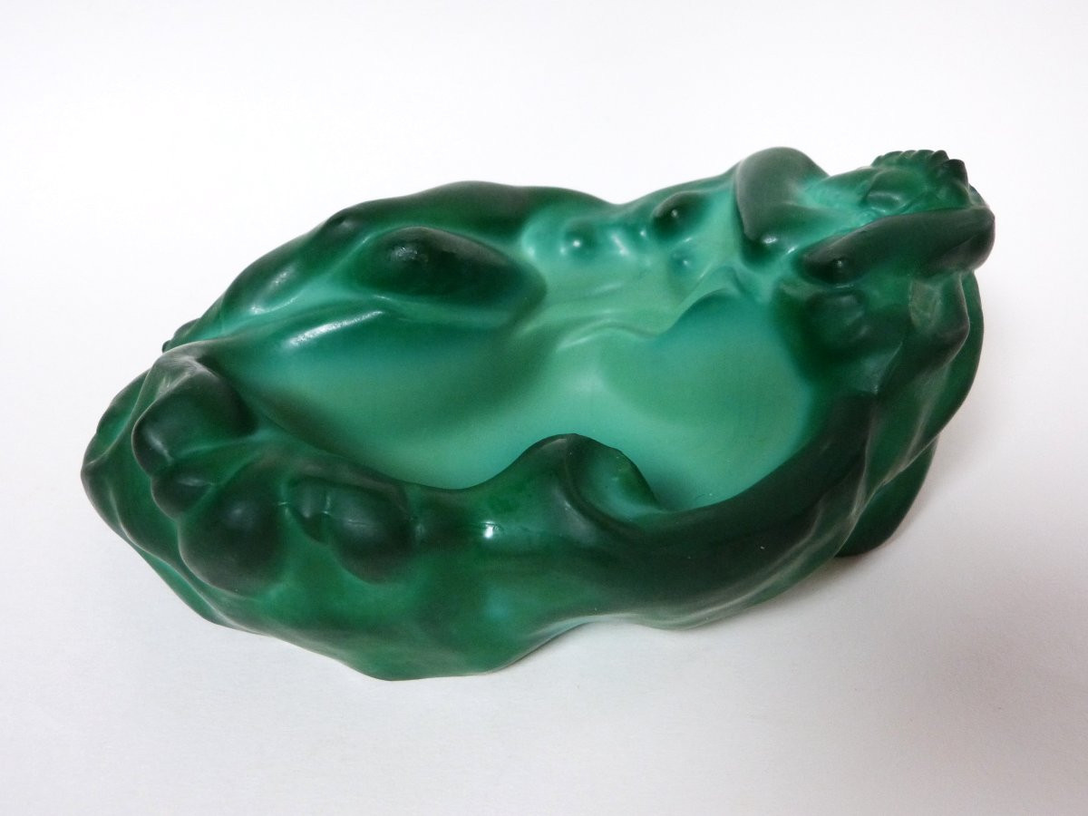 Hoffmann & Schlevogt vide poche en verre malachite à décor de femme -photo-3