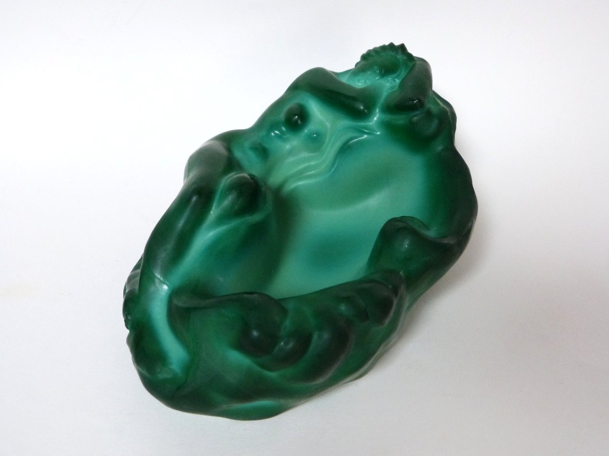 Hoffmann & Schlevogt vide poche en verre malachite à décor de femme -photo-4