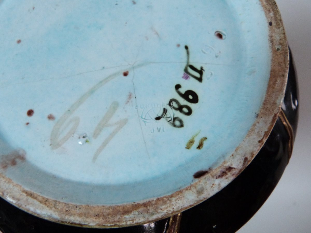 Amédée de Caranza - Vieillard Bordeaux vase en faïence et émaux à décor japonisant -photo-8