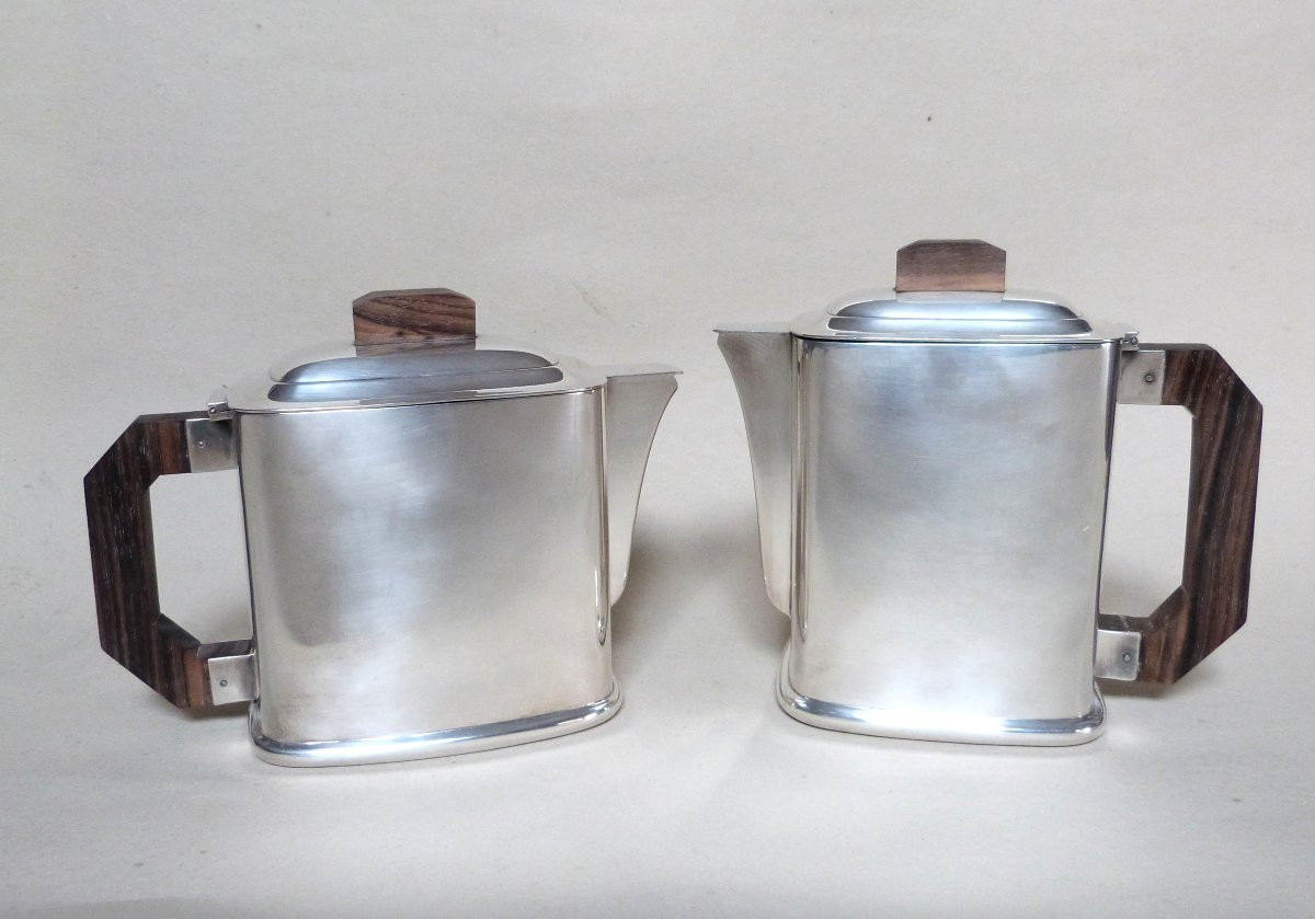 Ercuis service thé et café en métal argenté art déco -photo-3