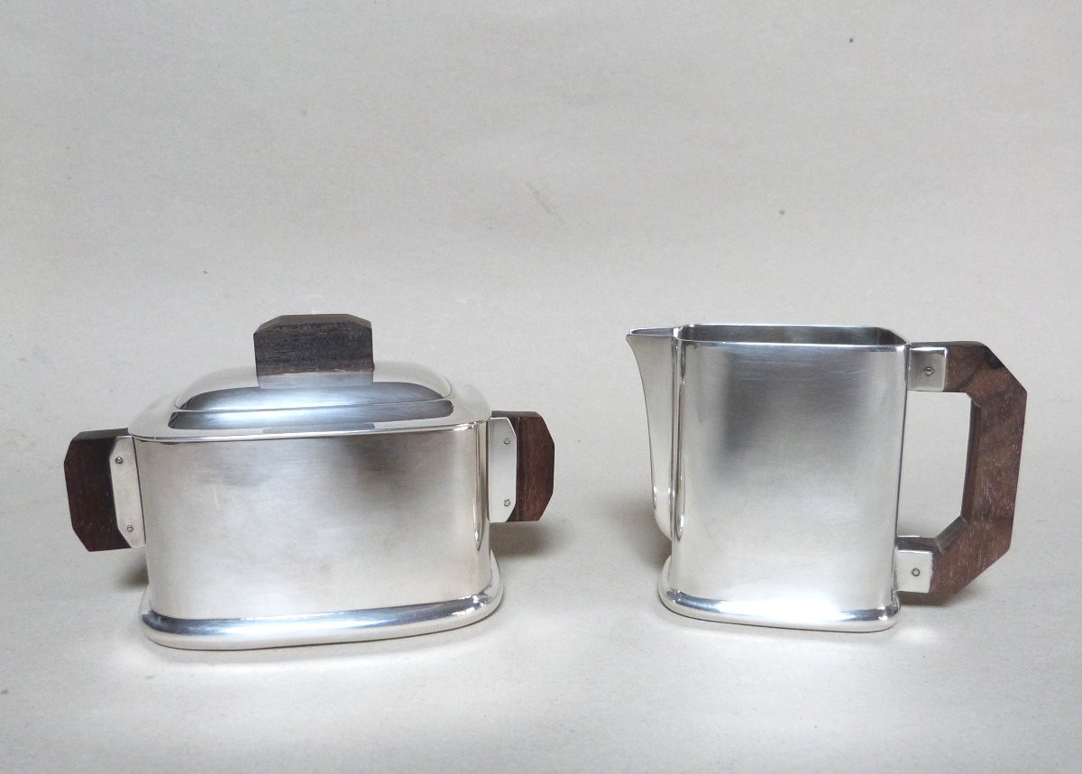 Ercuis service thé et café en métal argenté art déco -photo-4