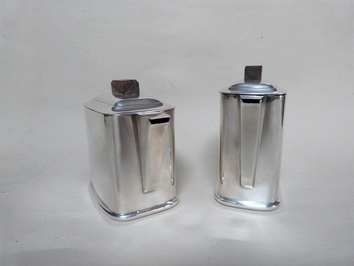 Ercuis service thé et café en métal argenté art déco -photo-1