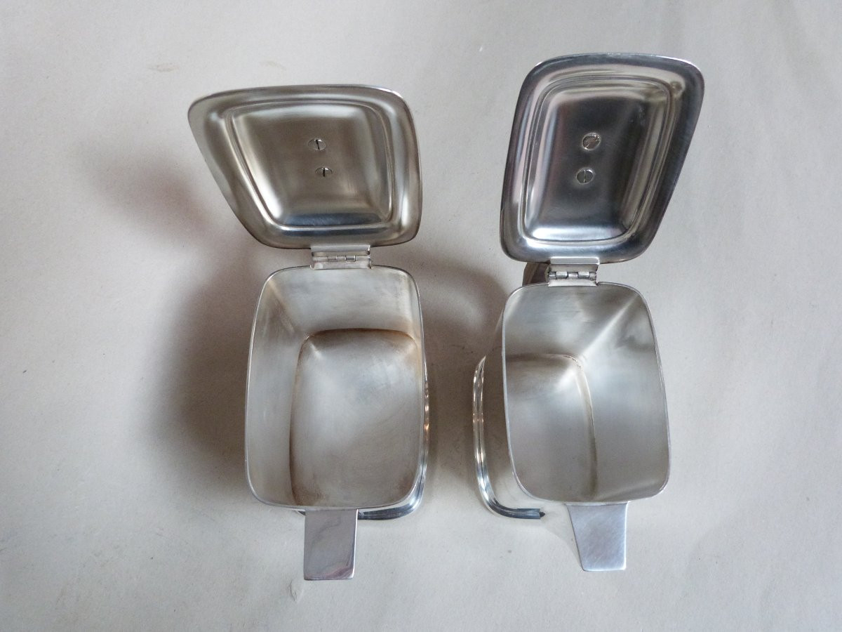 Ercuis service thé et café en métal argenté art déco -photo-3