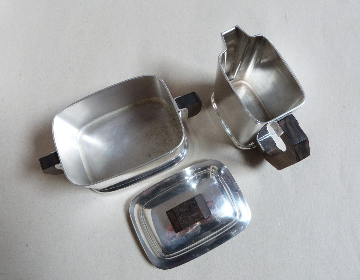 Ercuis service thé et café en métal argenté art déco -photo-5