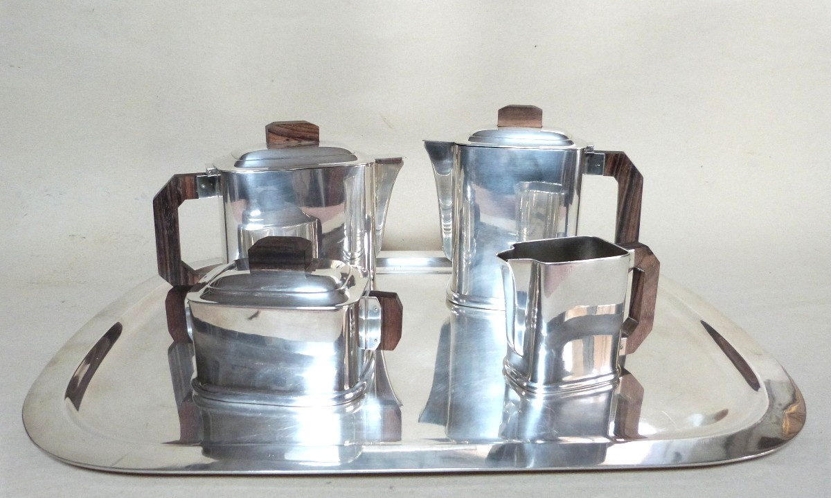 Ercuis service thé et café en métal argenté art déco 
