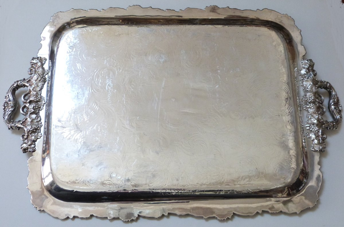 Charles Christofle grand plateau de service milieu XIXeme -photo-4