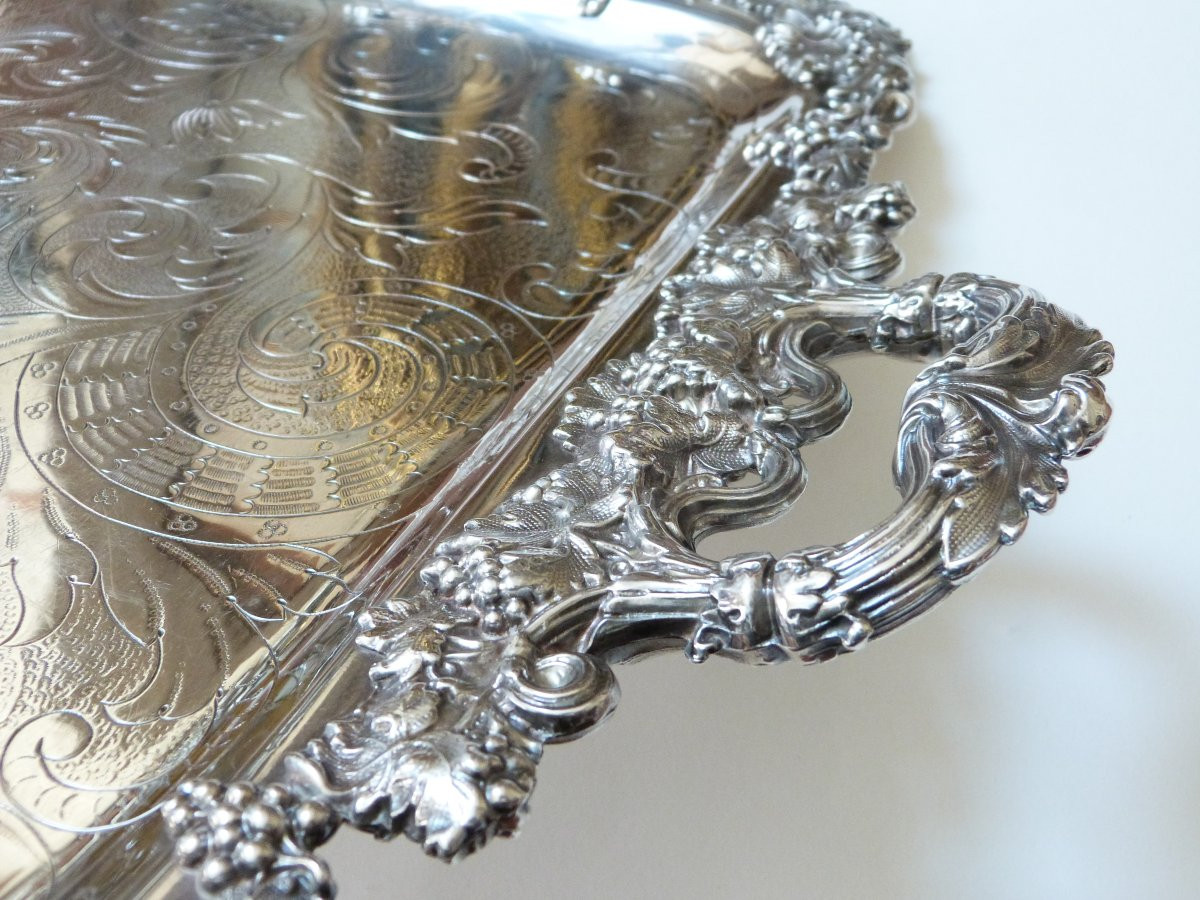 Charles Christofle grand plateau de service milieu XIXeme -photo-6