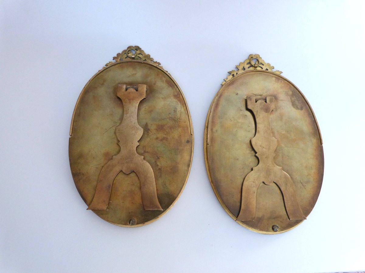 Paire de cadres photo en bronze de style Louis XVI de la fin du XIXeme -photo-4