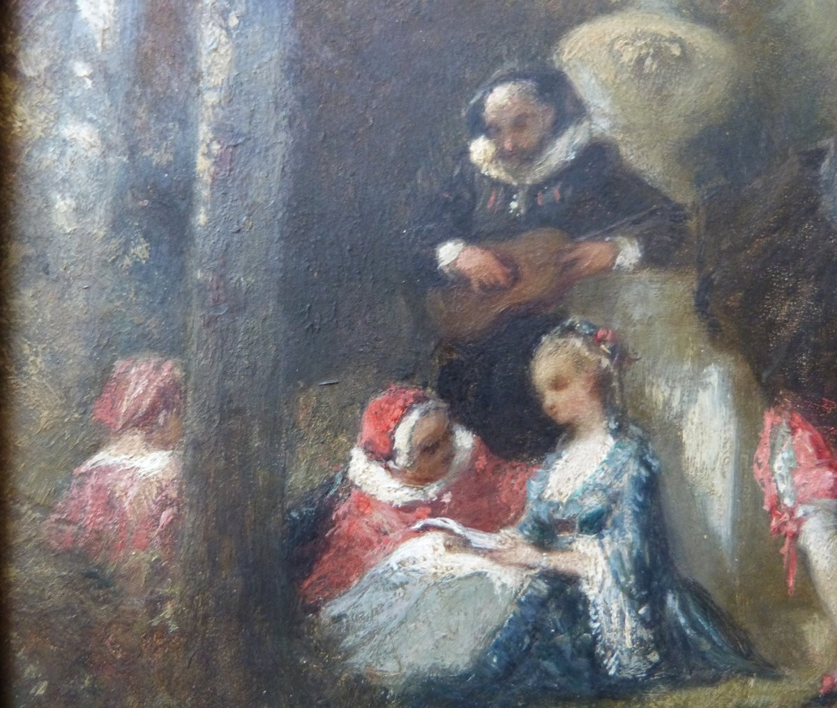 Louis Devedeux scène galante dans le style de Watteau milieu XIXeme -photo-2