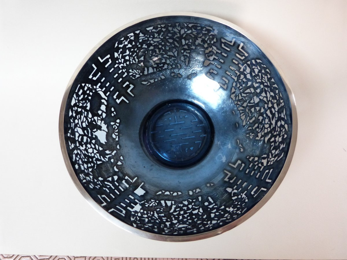 coupe en argent massif et verre Indochine Vietnam XXeme-photo-6