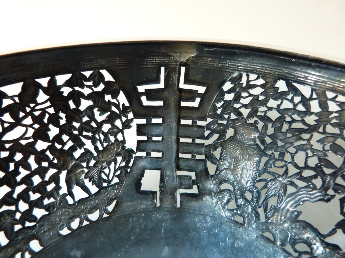 coupe en argent massif et verre Indochine Vietnam XXeme-photo-7