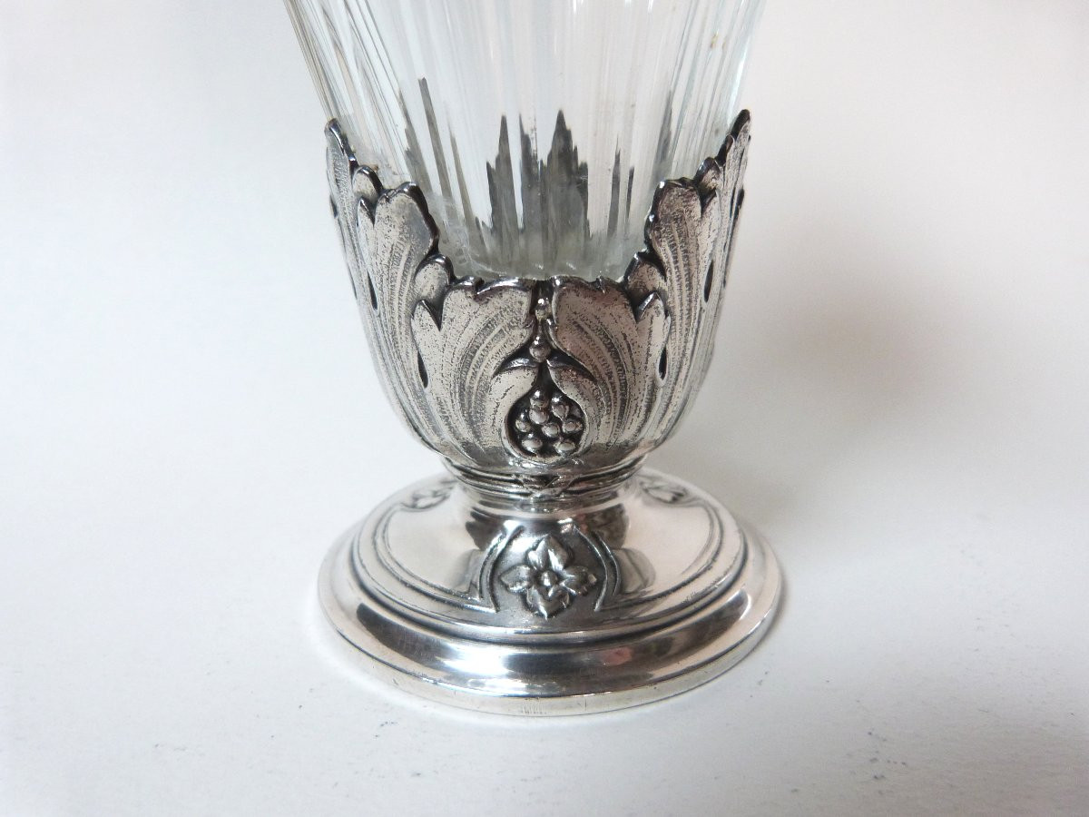 Gallia - Christofle grande saupoudreuse en métal argenté et cristal taillé -photo-3