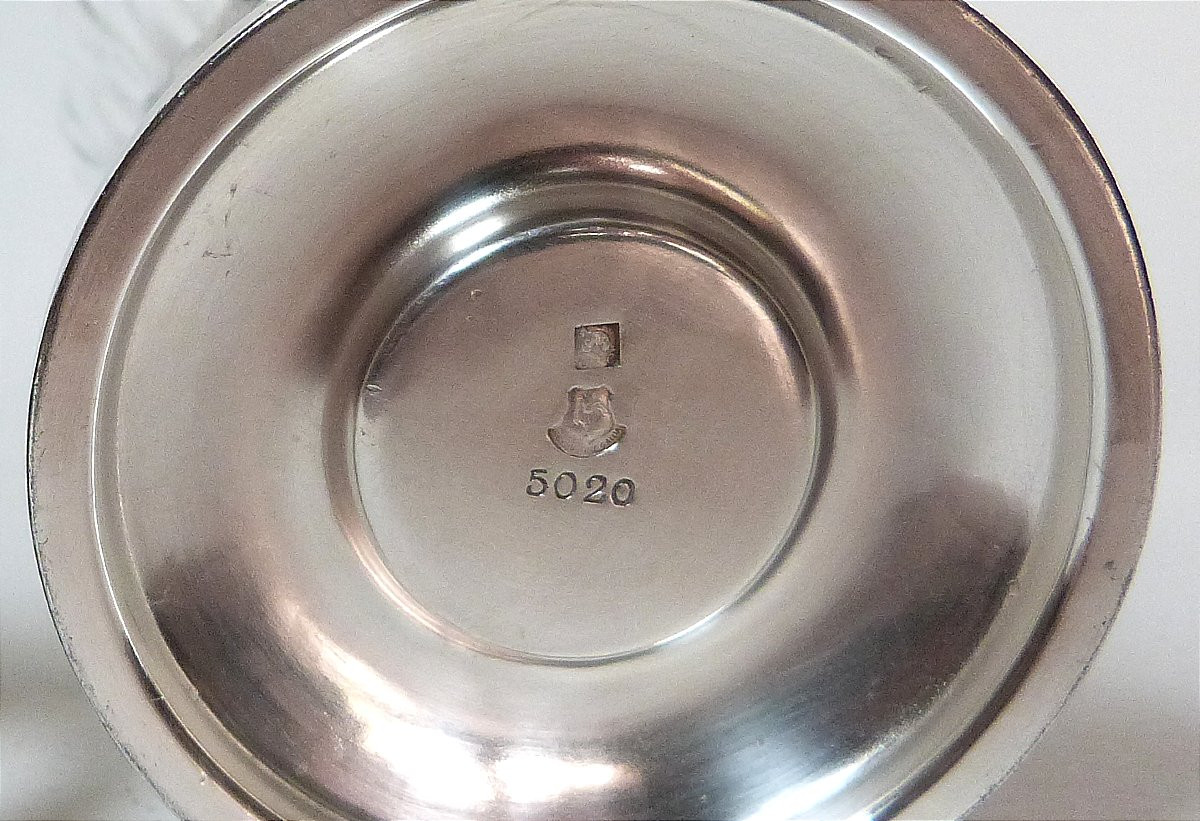 Gallia - Christofle grande saupoudreuse en métal argenté et cristal taillé -photo-4