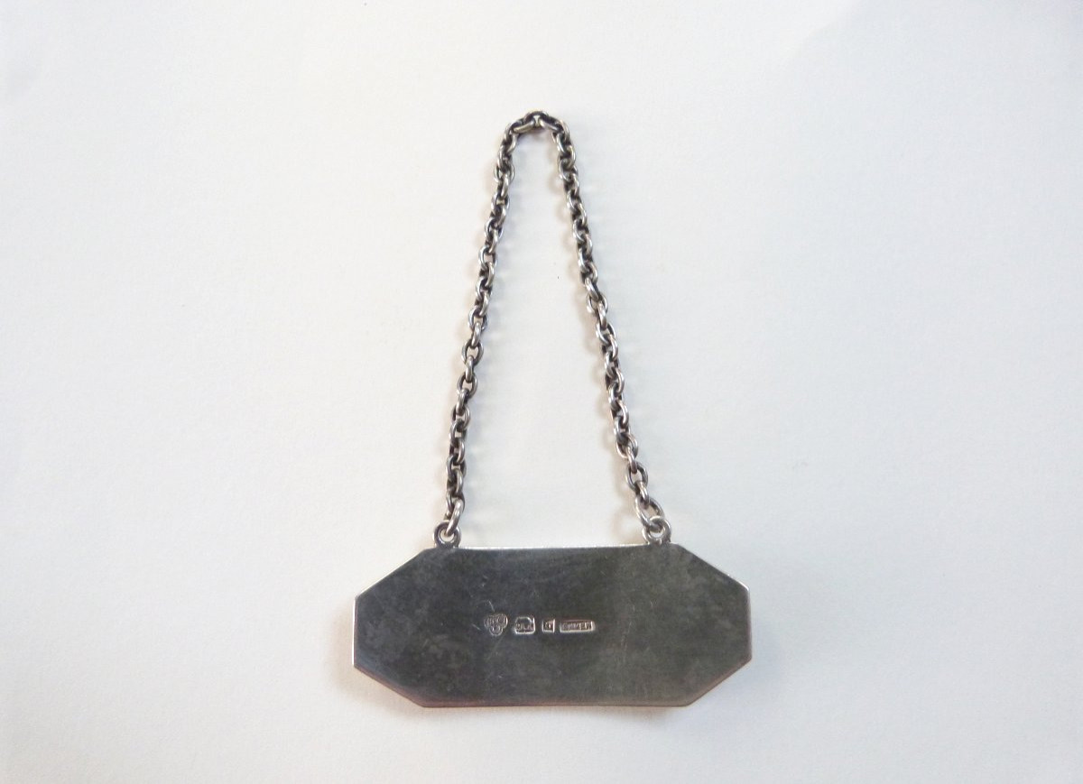 Etiquette en argent massif Cognac Inde Raj Britannique Hamilton & Co-photo-3