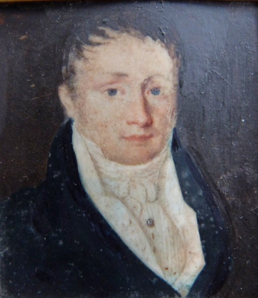 Miniature portrait d'homme d'époque restauration début du XIXeme siècle -photo-2