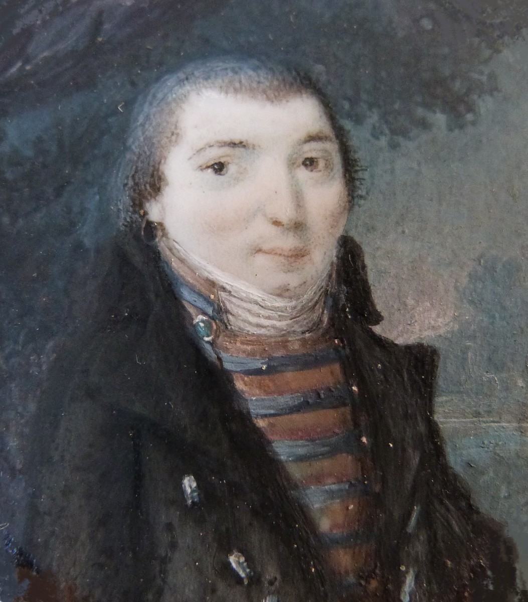 Miniature Portrait Of A Man From The Late 18th Century In An Incredible Costume 
