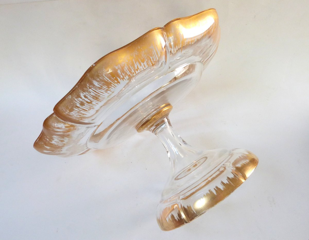 grande coupe présentoir en cristal peigné or XIXeme-photo-4