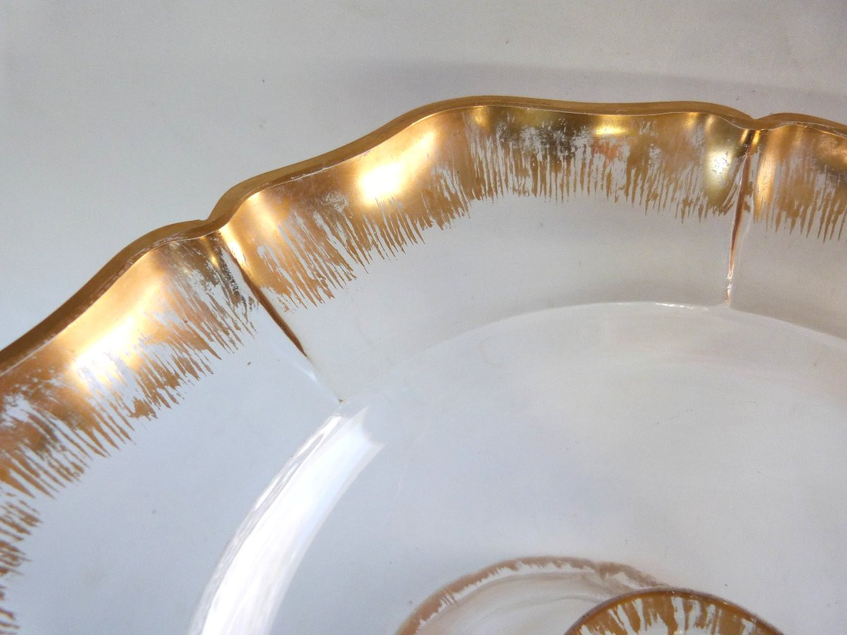 grande coupe présentoir en cristal peigné or XIXeme-photo-1
