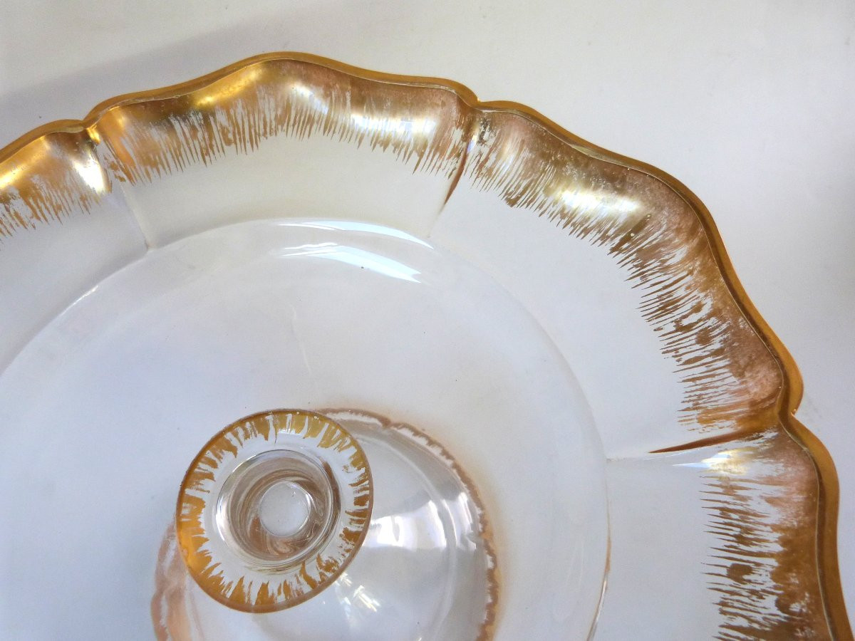 grande coupe présentoir en cristal peigné or XIXeme-photo-2