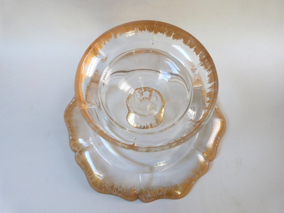 grande coupe présentoir en cristal peigné or XIXeme-photo-4