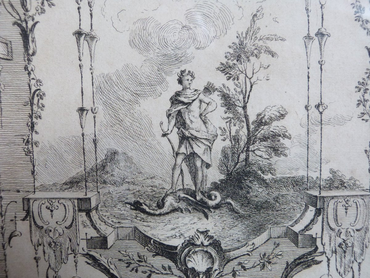 Huquier - Watteau Pair Of Engravings Apollo And Diana 18th Century-photo-1
