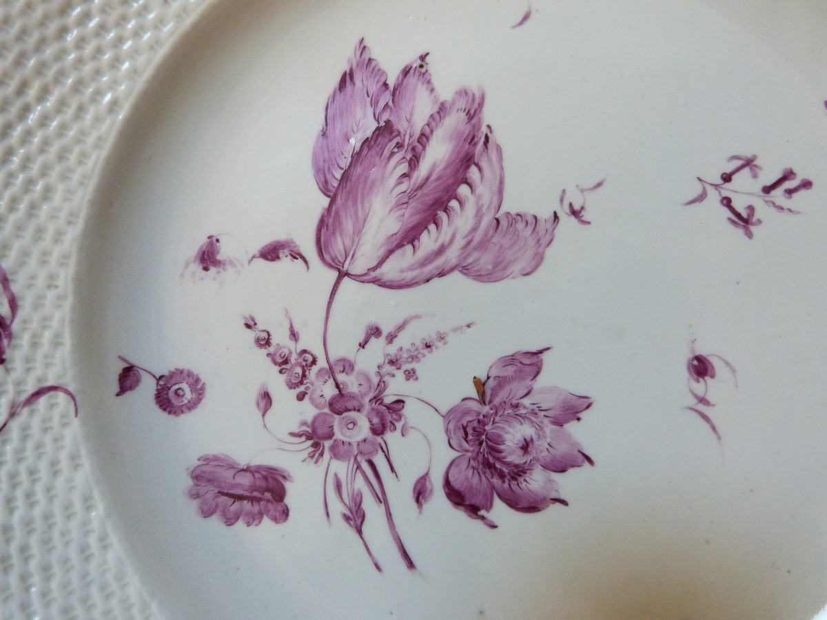 Frankenthal Pair Of Porcelain Plates 18th Century Hannong-photo-3