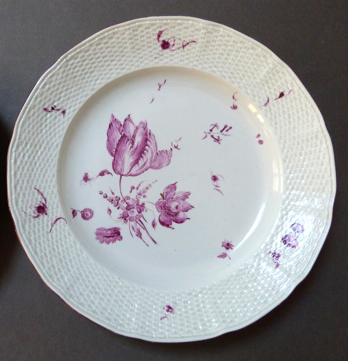 Frankenthal Pair Of Porcelain Plates 18th Century Hannong-photo-2