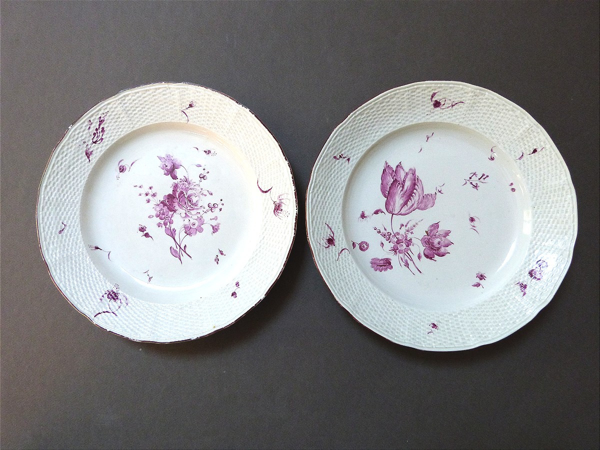 Frankenthal Pair Of Porcelain Plates 18th Century Hannong