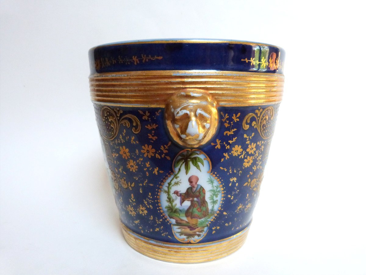 cache pot en porcelaine de Paris rare décor au chinois ép restauration Jacob Petit -photo-2