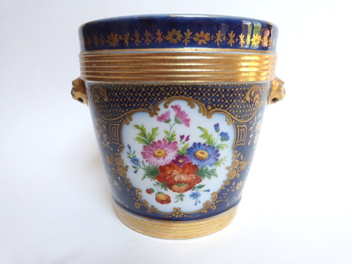 cache pot en porcelaine de Paris rare décor au chinois ép restauration Jacob Petit -photo-3